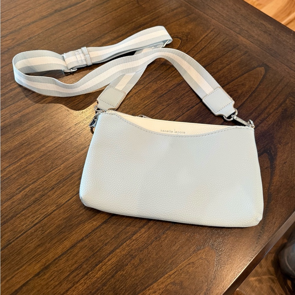 Nanette Lepore Small Crossbody Light Blue/White  Adjustable Straps Like New